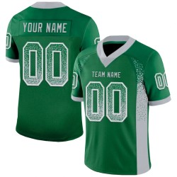 Maillot de Rugby personnalisé Vert Kelly Gris-Blanc en maille, style Drift