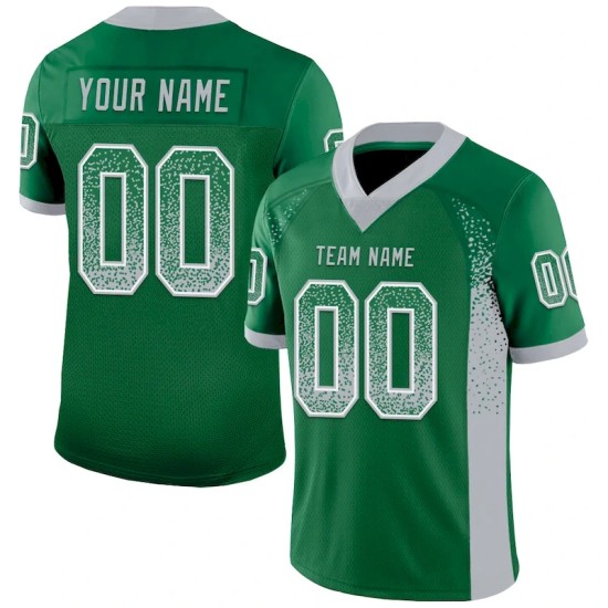 Maillot de Rugby personnalisé Vert Kelly Gris-Blanc en maille, style Drift Maillot de Rugby personnalisé Vert Kelly Gris-Blanc en maille, style Drift