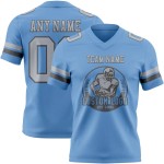 Maillot de Rugby personnalisé Bleu clair Gris-Gris acier en maille, style Maillot de Rugby personnalisé Bleu clair Gris-Gris acier en maille, style