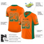Maillot de Rugby personnalisé Orange Vert Kelly-Blanc en maille, style Drift Maillot de Rugby personnalisé Orange Vert Kelly-Blanc en maille, style Drift