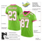Maillot de Rugby personnalisé Vert néon Blanc-Rose en maille, style Maillot de Rugby personnalisé Vert néon Blanc-Rose en maille, style