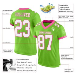 Maillot de Rugby personnalisé Vert néon Blanc-Rose en maille, style