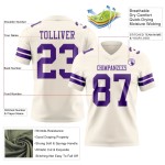 Maillot de Rugby personnalisé Crème Violet en maille, style Maillot de Rugby personnalisé Crème Violet en maille, style