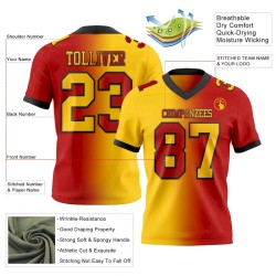 Maillot de Rugby personnalisé Rouge Jaune-Noir en maille, style dégradé