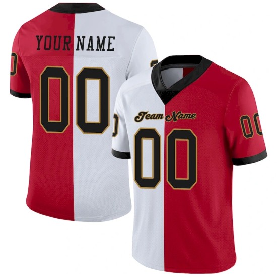 Maillot de Rugby personnalisé Rouge Noir-Blanc en maille, style Split