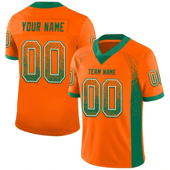 Maillot de Rugby personnalisé Orange Vert Kelly-Blanc en maille, style Drift Maillot de Rugby personnalisé Orange Vert Kelly-Blanc en maille, style Drift