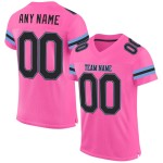 Maillot de Rugby personnalisé Rose Noir-Bleu clair en maille, style