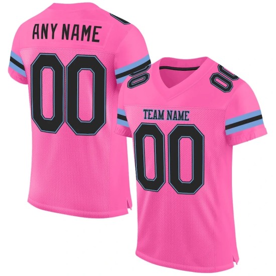 Maillot de Rugby personnalisé Rose Noir-Bleu clair en maille, style