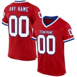 Maillot de Rugby personnalisé Rouge Blanc-Royal en maille, style rétro