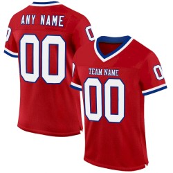 Maillot de Rugby personnalisé Rouge Blanc-Royal en maille, style rétro