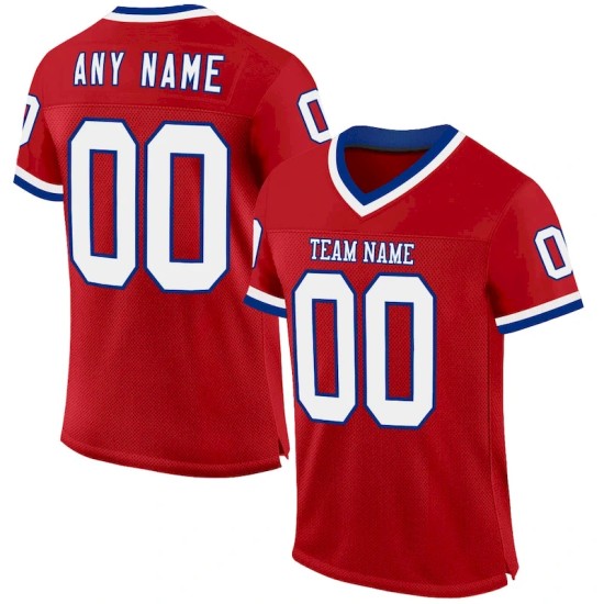 Maillot de Rugby personnalisé Rouge Blanc-Royal en maille, style rétro
