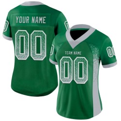 Maillot de Rugby personnalisé Vert Kelly Gris-Blanc en maille, style Drift