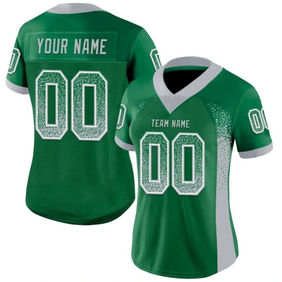 Maillot de Rugby personnalisé Vert Kelly Gris-Blanc en maille, style Drift Maillot de Rugby personnalisé Vert Kelly Gris-Blanc en maille, style Drift