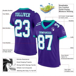 Maillot de Rugby personnalisé Violet Blanc-Aqua en maille, style
