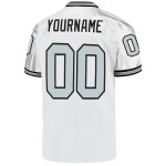 Maillot de Rugby personnalisé Blanc Argent-Noir en maille, style rétro Maillot de Rugby personnalisé Blanc Argent-Noir en maille, style rétro