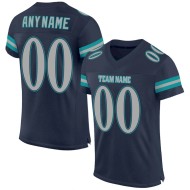 Maillot de Rugby personnalisé Bleu marine Gris-Aqua en maille, style