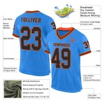 Maillot de Rugby personnalisé Bleu poudré Noir-Orange en maille, style rétro