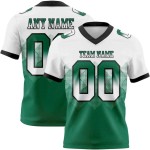Maillot de Rugby personnalisé Blanc Vert Kelly-Noir en maille, dégradé carré pour flag Rugby Maillot de Rugby personnalisé Blanc Vert Kelly-Noir en maille, dégradé carré pour flag Rugby