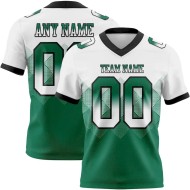 Maillot de Rugby personnalisé Blanc Vert Kelly-Noir en maille, dégradé carré pour flag Rugby