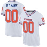 Maillot de Rugby personnalisé Blanc Orange-Royal en maille, style rétro Maillot de Rugby personnalisé Blanc Orange-Royal en maille, style rétro
