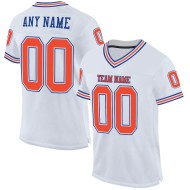 Maillot de Rugby personnalisé Blanc Orange-Royal en maille, style rétro