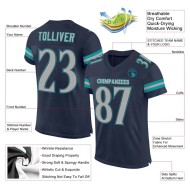Maillot de Rugby personnalisé Bleu marine Gris-Aqua en maille, style Maillot de Rugby personnalisé Bleu marine Gris-Aqua en maille, style