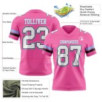 Maillot de Rugby personnalisé Rose Blanc Noir-Bleu clair en maille, style
