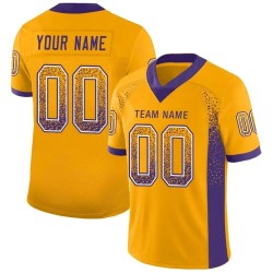 Maillot de Rugby personnalisé Or Violet-Blanc en maille, style Drift