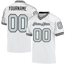 Maillot de Rugby personnalisé Blanc Argent-Noir en maille, style rétro