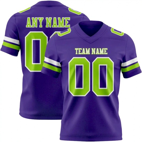 Maillot de Rugby personnalisé Violet Vert néon-Blanc en maille, style