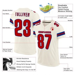 Maillot de Rugby personnalisé Crème Rouge-Royal en maille, style