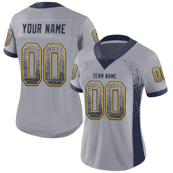 Maillot de Rugby personnalisé Gris Bleu marine-Or en maille, style Drift