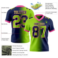 Maillot de Rugby personnalisé Bleu marine Vert néon-Rose en maille, style dégradé