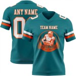 Maillot de Rugby personnalisé Teal Blanc-Orange en maille, style