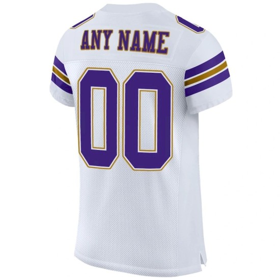 Maillot de Rugby personnalisé Blanc Violet-Or vieilli en maille, style