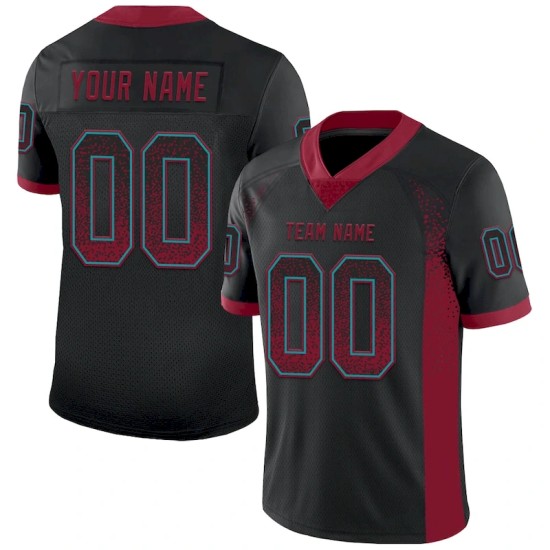 Maillot de Rugby personnalisé Noir Crimson-Teal en maille, style Drift