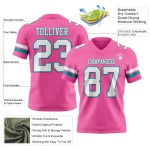 Maillot de Rugby personnalisé Rose Blanc-Teal en maille, style