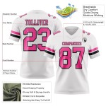 Maillot de Rugby personnalisé Blanc Rose-Noir en maille, style