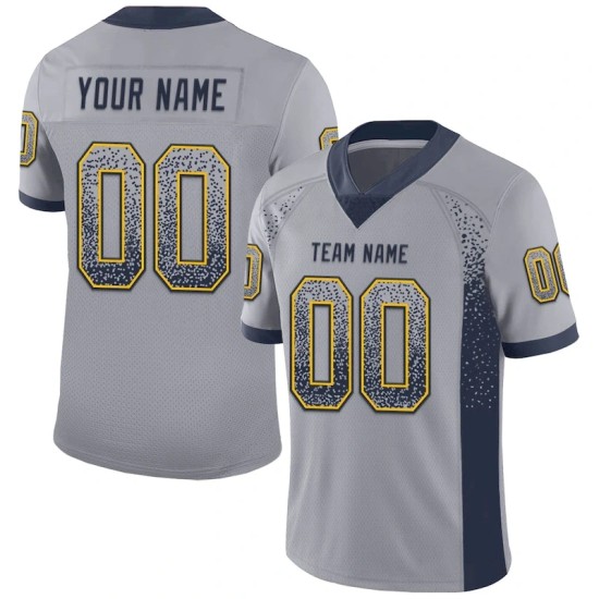 Maillot de Rugby personnalisé Gris Bleu marine-Or en maille, style Drift