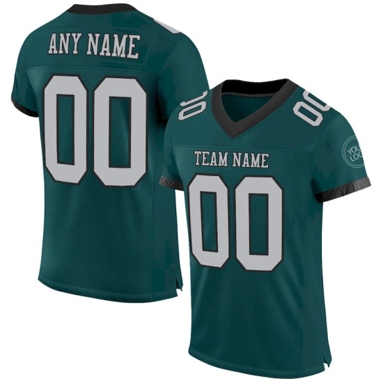 Maillot de Rugby personnalisé Vert nuit Gris-Noir en maille, style